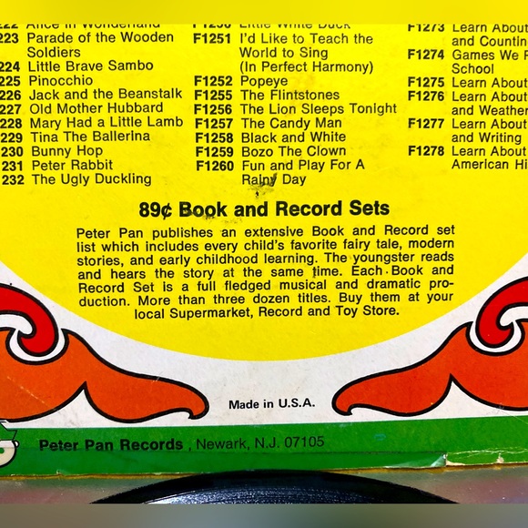 PETER PAN RECORD VINTAGE THE LITTLE WHITE DUCK VINYL 7” RECORD 4 FAVORITE SONGS - Picture 12 of 14